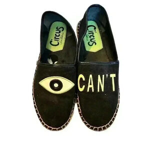 Womens Circus SAM EDELMAN LENI 2 EYE CAN'T Black Espadrilles Size 8